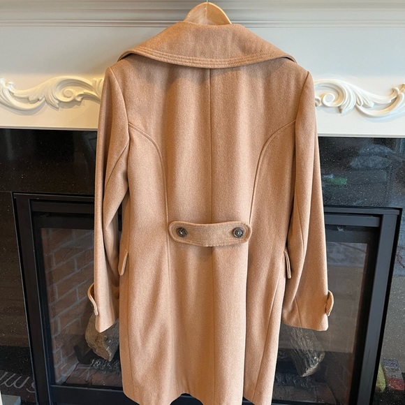 AK Anne Klein Wool Pea Coat Camel Winter Long - Picture 7 of 11